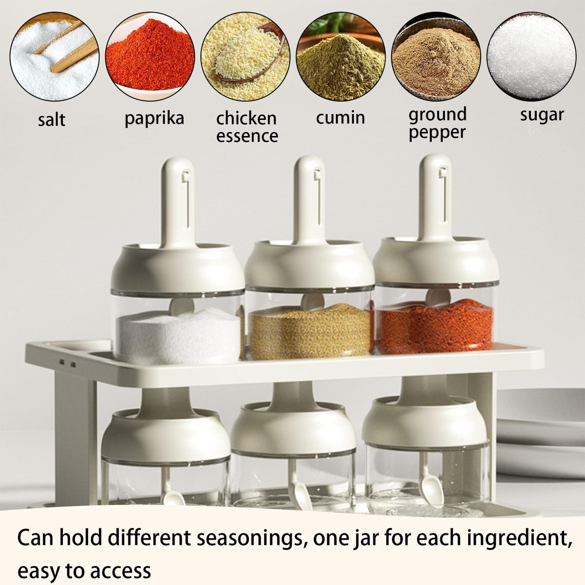 4 Pack Glass Seasoning Jars with Retractable Spoon Lid, 9oz Empty Spice Jars, Airtight Sugar Holder, Clear Condiment Salt Pepper Containers, Coffee Bar Accessories, Kitchen Countertop Canisters