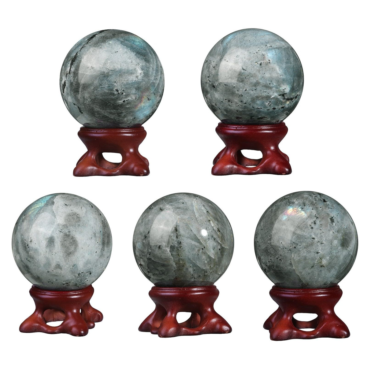 Nupuyai Natural Moonstone Crystal Ball with Resin Stand, Healing Crystal Sphere for Home Decor 1.61"-1.97"(41mm-50mm)
