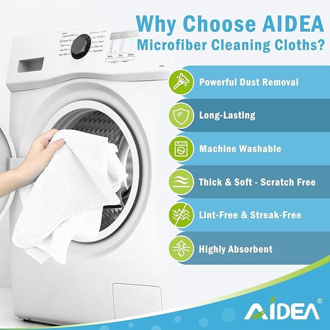 AIDEA Microfiber Cleaning Cloth-12PK, Soft Microfiber Towels