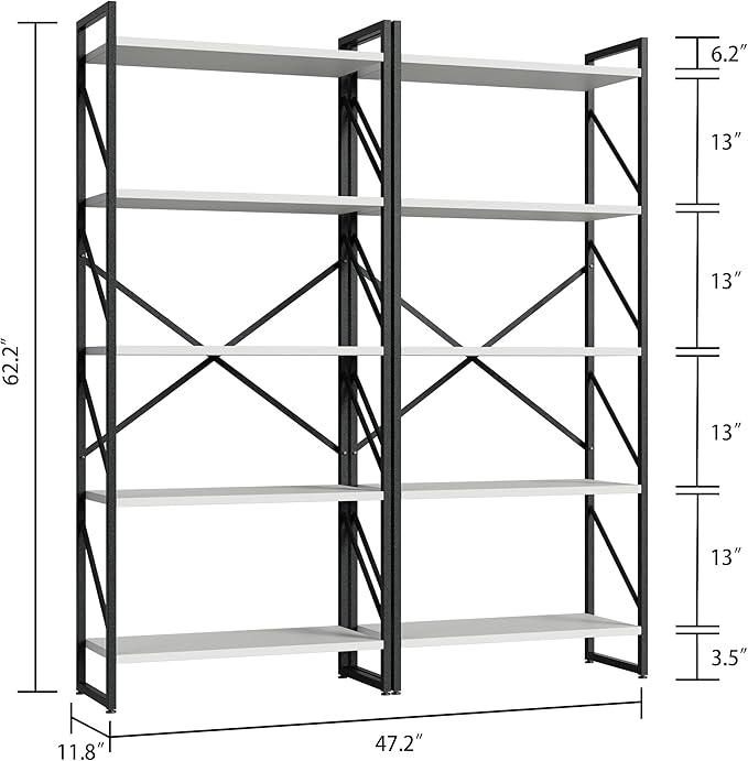 Shintenchi 2-Tier Bookshelf: Tall Industrial Bookcase