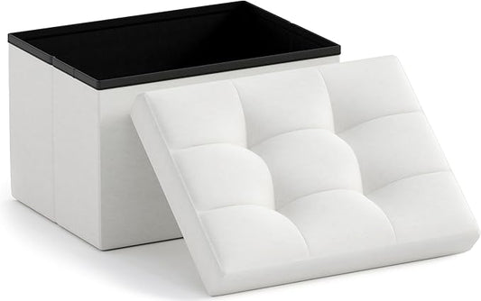 Ornavo Home Small Storage Ottoman Foldable Collapsible Rectangle Linen Ottoman