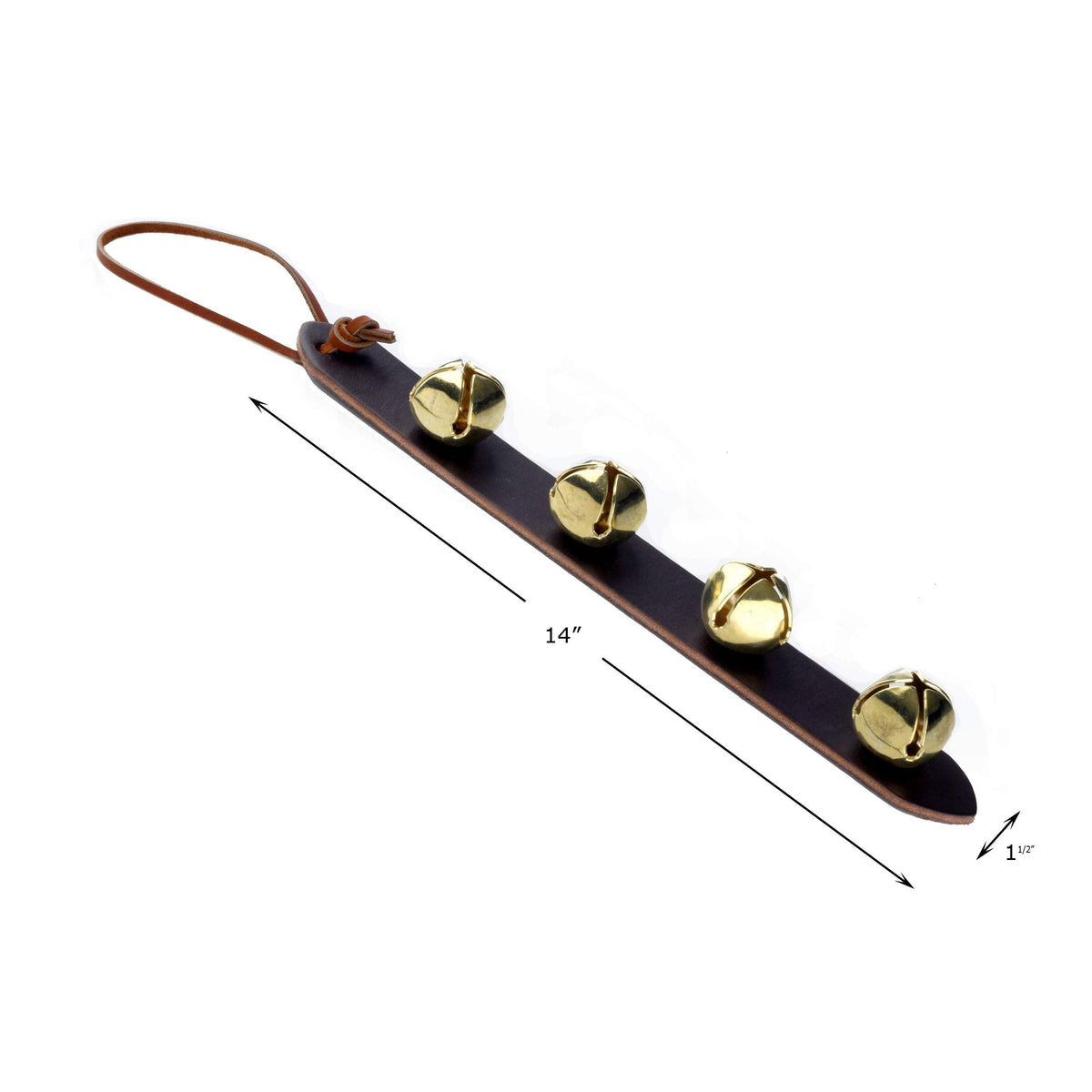 Amish Crafted Leather Strap Arctic Sleigh Bell Door Hanger Hanging Jingle Bells (Brown Leather, 14 Inches)
