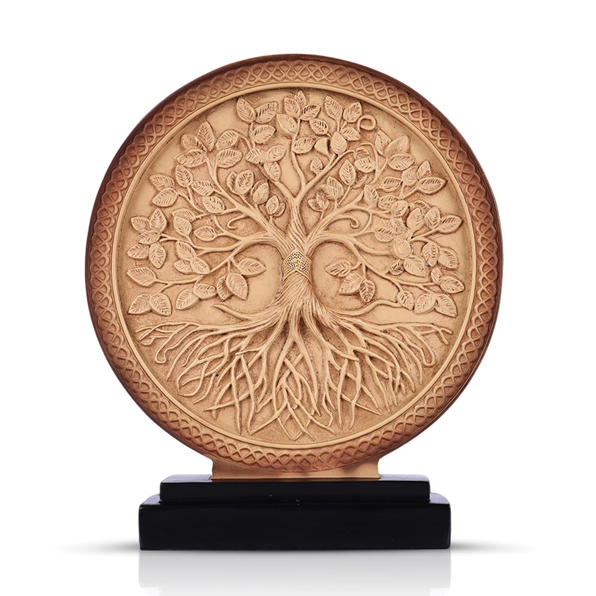 LCCCK Tree of Life Statue, Resin Round Tree Sculpture for Cabinet Decor, Shabby Chic Knick Knacks, Living Room Mantle Entryway Table Top Accent, Symbolic Family Roots Home Decor