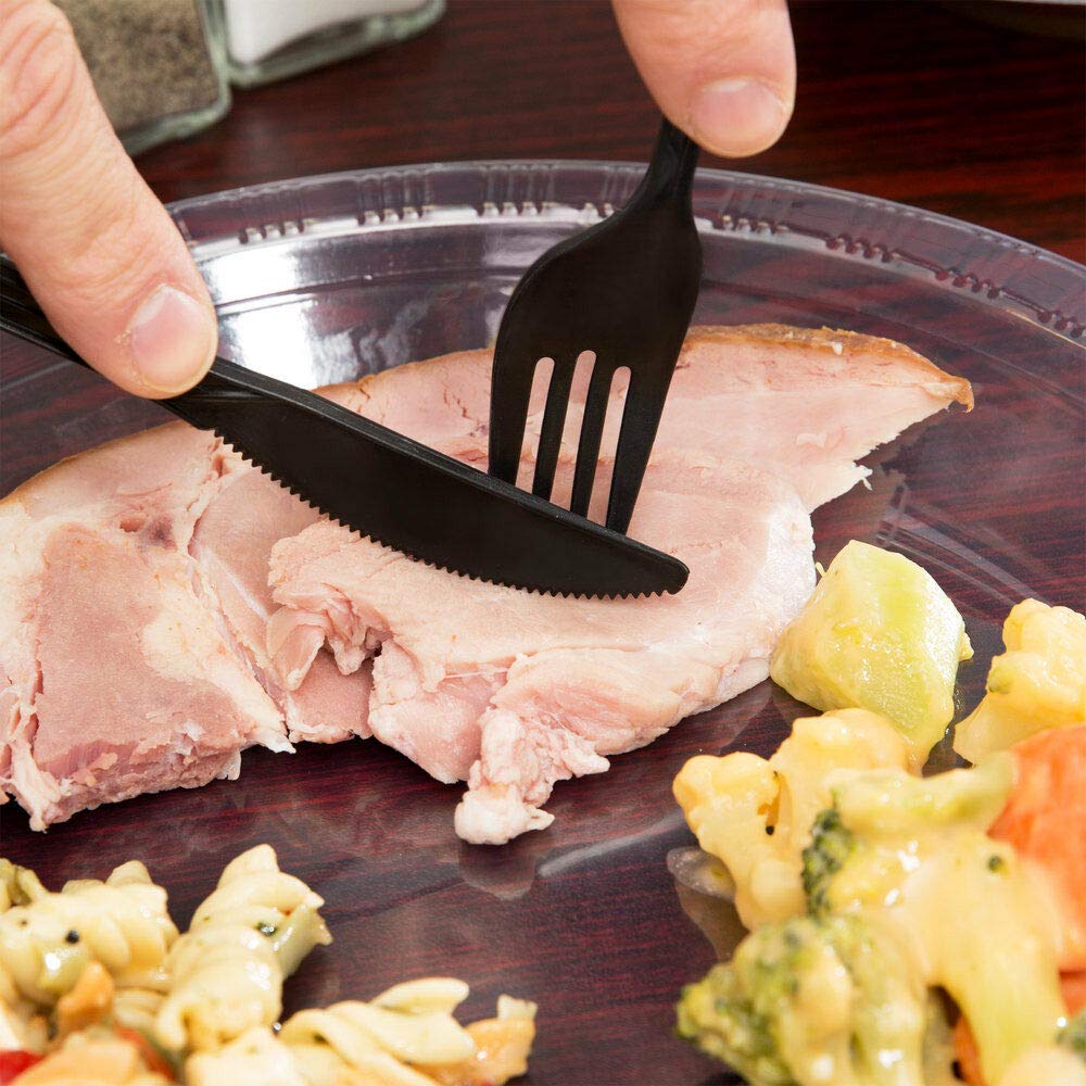 100 Plastic Cutlery Packets - Knife Fork Spoon Napkin Salt Pepper Sets | Black Silverware Sets Individually Wrapped Cutlery Kits, Bulk Plastic Utensil Cutlery Set Disposable To Go Silverware