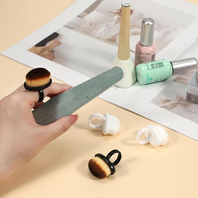 4Packs Nail Dust Cleaning Brush Ring, Soft Brushes