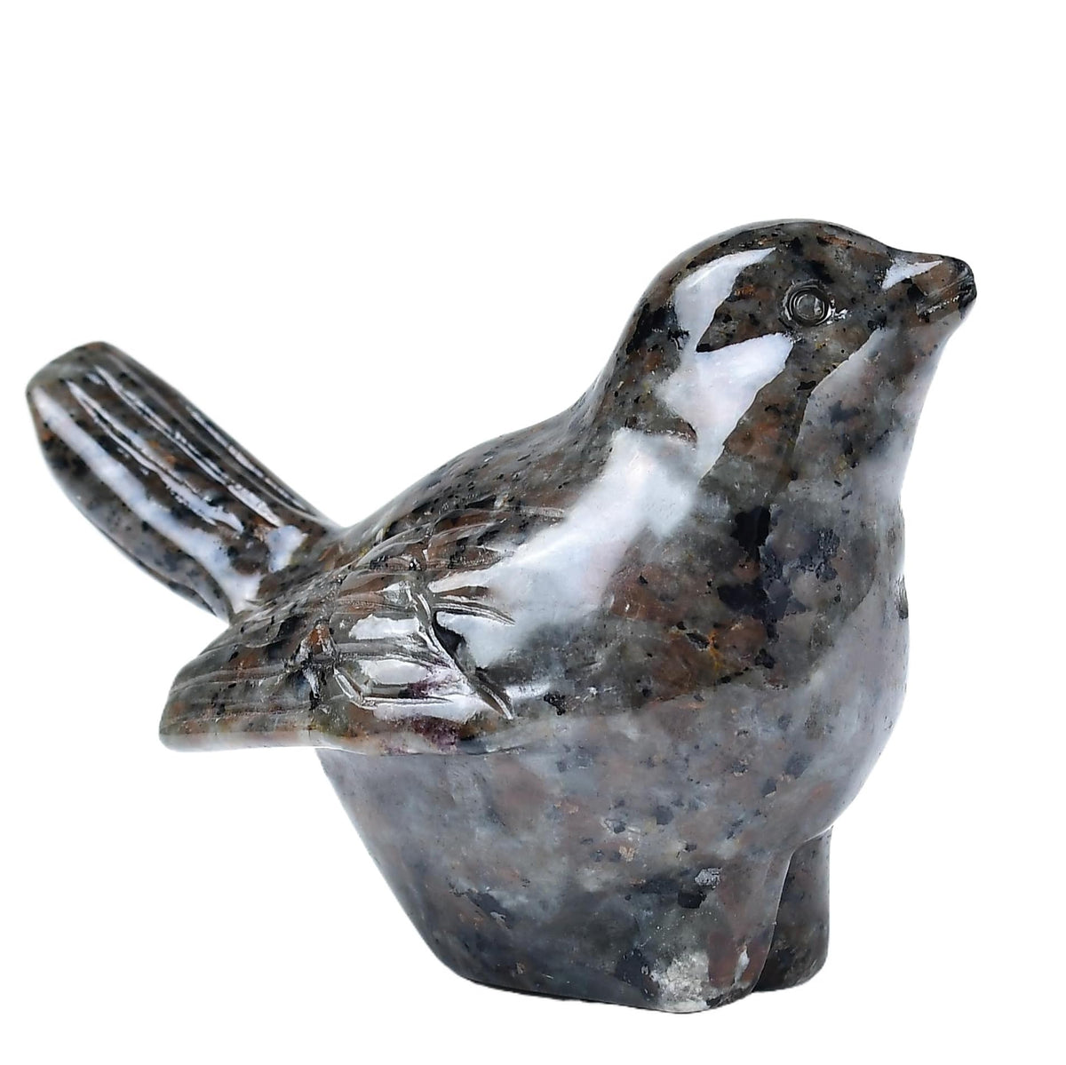 WUYOUSHI Natural Flame Stone Bird Statue - 2-Inch Crystal Carved Figurine for Home Decor, Office Shelf, Table Ornament, Animal Sculpture