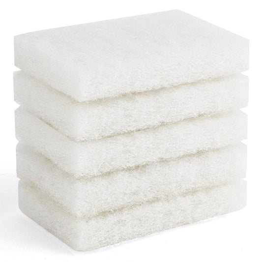 Non-Scratch Nylon scrubbing pad Replacement Scrubber, White 5 Pack 5.5 * 3.15 inch
