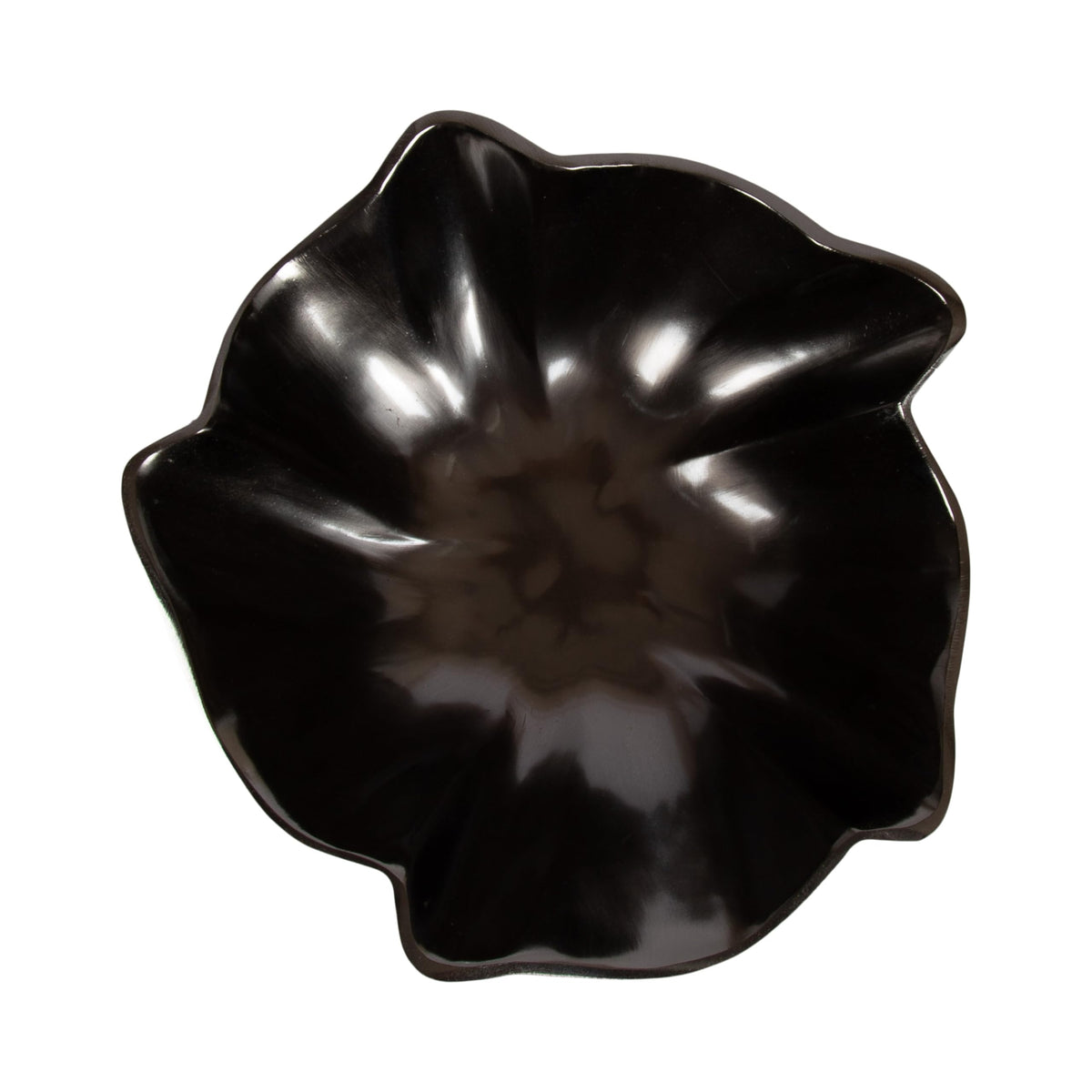 Kate and Laurel Flutte Scalloped Decorative Metal Serving Bowl; 10 x 10 x 3; Black Nickel; Modern Wavy Fruit Bowl for Kitchen Counter or Use as Tabletop Storage for an Entryway Table