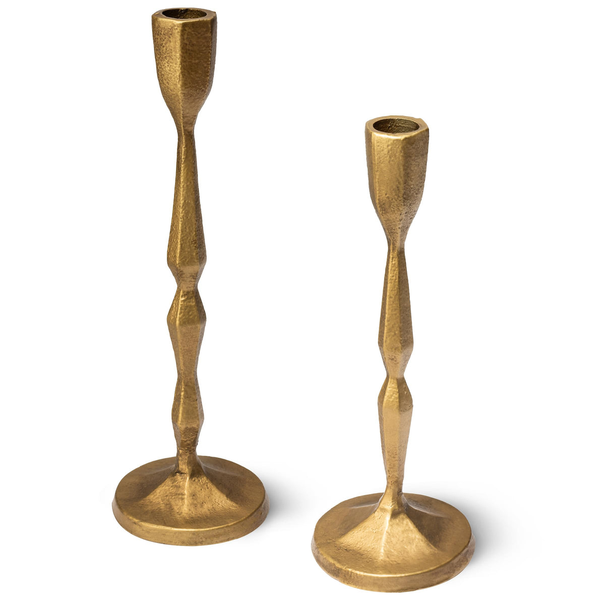 Antique Gold Candlestick Holders - Heavy Duty Cast Iron Candle Stick Holder Set of 2 - Unique Taper Candle Holder for Entryway, Table Decor or Housewarming Gift