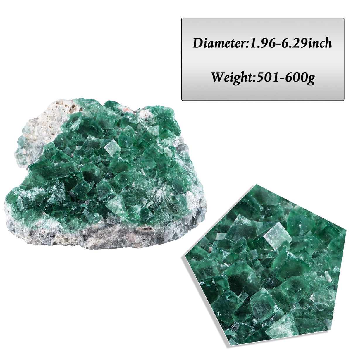 TUMBEELLUWA Natural Green Fluorite Crystal Cluster Geode Druzy Specimen Mineral Raw Stone for Healing, Witchcraft, Home Decor (501g-600g)