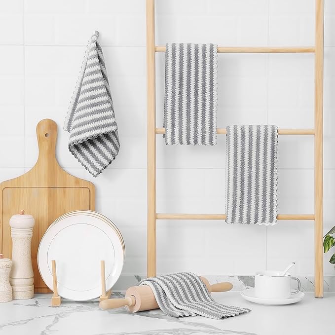 Homaxy Kitchen Towels, Ultra Soft and Absorbent Dish Towels, Reusable Fast