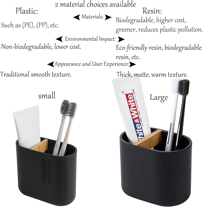 rejomiik Thick Resin Toothbrush Holders Bamboo Tooth Brushing Holder