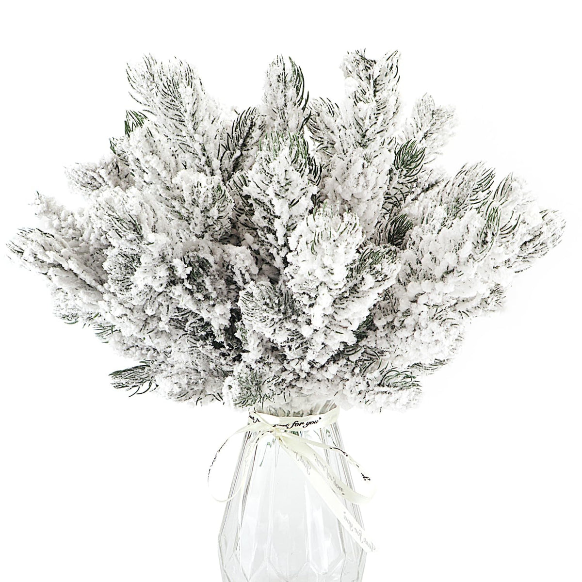 12Pcs Snowy Artificial Pine Needles - Branches Twigs 10.6" Frosted Pine Picks Greenery Stems for Crafts, Wreaths, Garlands - Holiday Decor