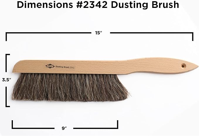 ALVIN 2342 Comfort Curve Dusting Brush, 100% Horsehair and Wood Handle