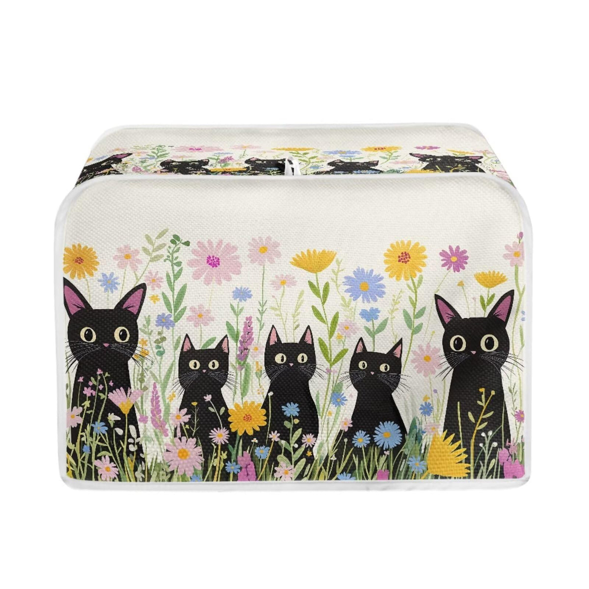 ASQVTIFE Cute Black Cat Toaster Cover 4 Slice Wide Slot Toaster Oven Covers for Kitchen Counter Black Cat Kitchen Bakeware Protector Fits for Most Standard 4 Slice Toasters