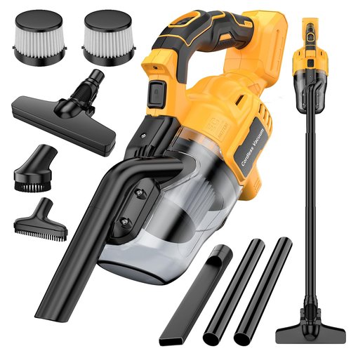 Labfintom Cordless Vacuum Cleaner for De-Walt 20V Battery, Handheld Electric Vacuum with Powerful Suction, 5 in 1 Hand Vacuum with 2 HEPA Filter for Floor, Carpet, Car (Battery Not Included)