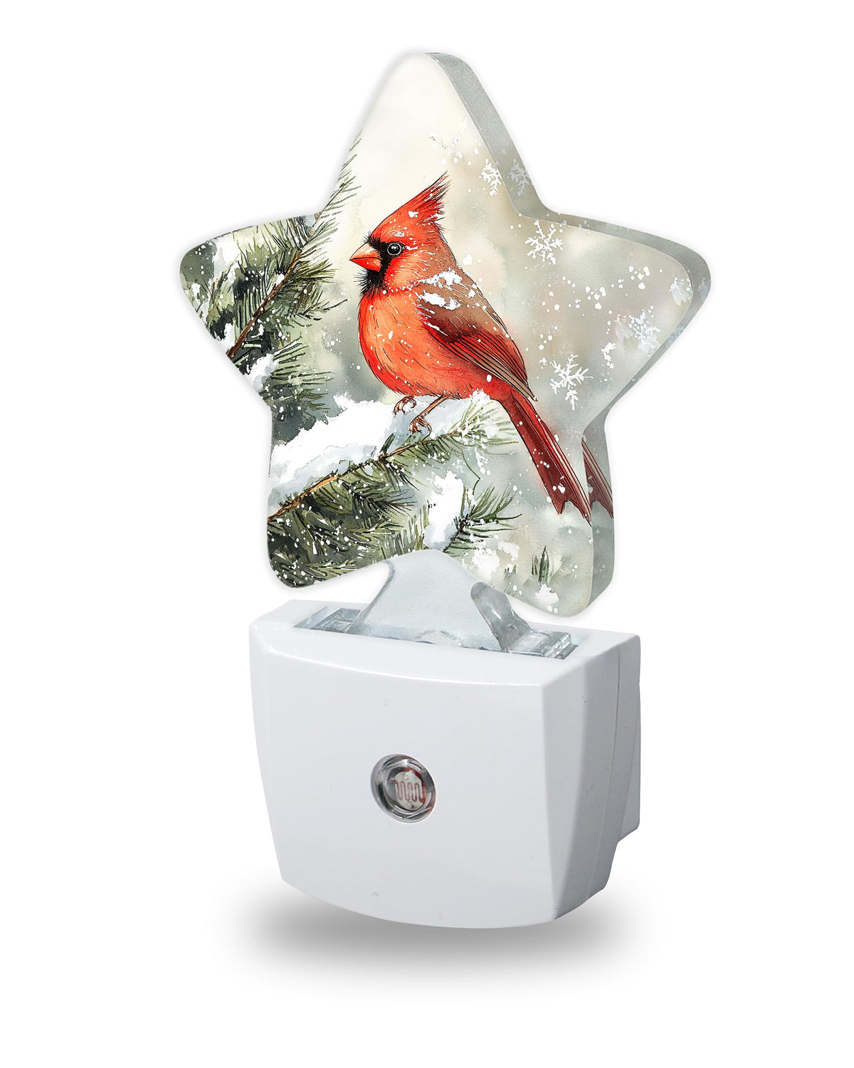 Cardinal Bird Decorative Nightlight Plug in Wall,Christmas Star Shaped Night Light with Built in Sensor for Home Decor,Kitchen Hallway Stairs Desk Lamp
