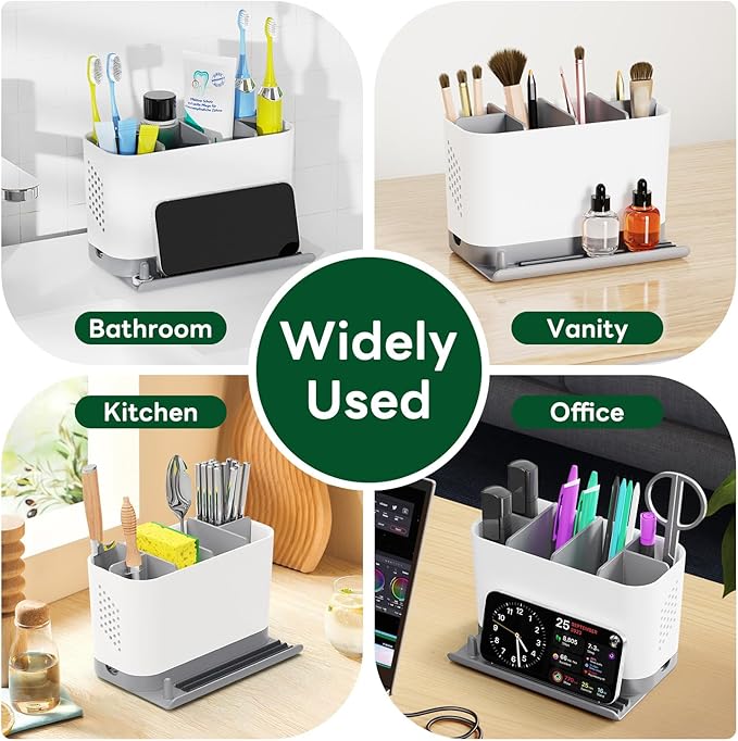 Toothbrush Holders for Bathrooms, Adjustable 6 Slots Electric Toothbrush and
