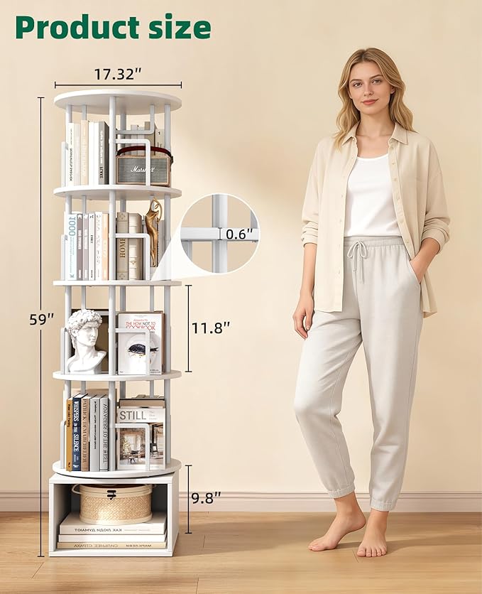 Kalrin 5 Tier Rotating Bookshelf
