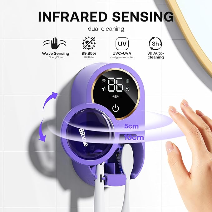 Bitvae Tooth Brush Holder for Bathroom, Infrared Sensing Toothbrush Cleaner