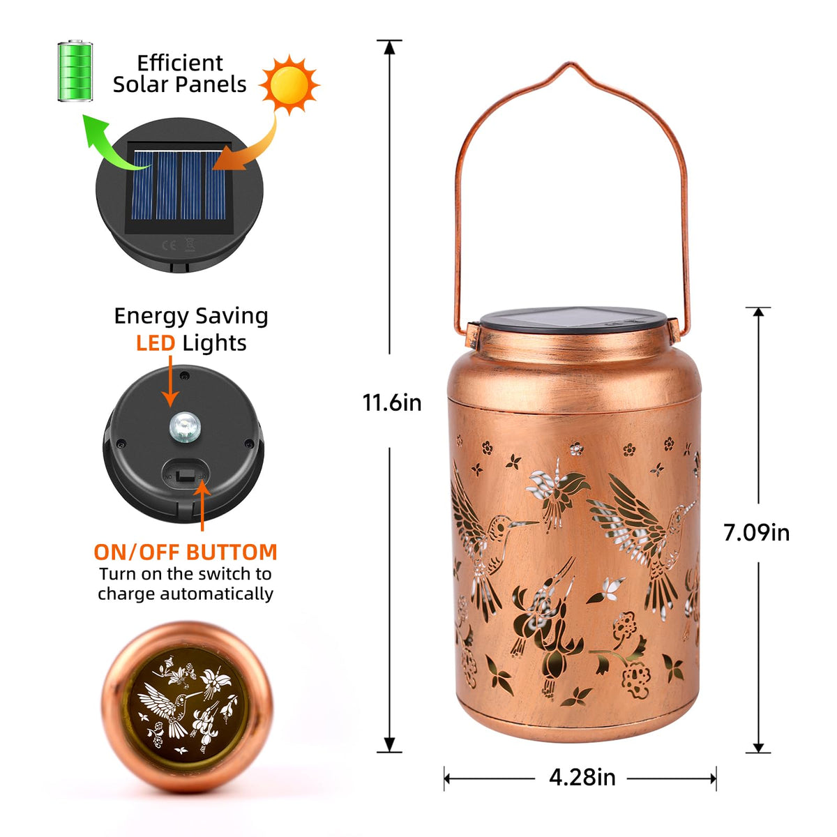 Fathers Day Gift Dad Hummingbird Solar Lanterns Outdoor Waterproof Hanging,Solar Lights Metal Summer Decor Garden,Patio,Yard,Lawn,Backyard,Front,Porch Gifts Women Mom Grandma Men