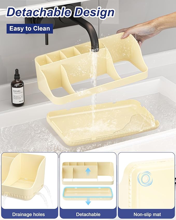 Bathroom Counter Organizer and Storage, 7 Slots Detachable Toothbrush Holders