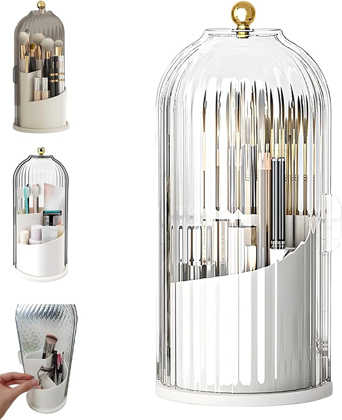 Concealed Toothbrush Holder, Rotating Bathroom Organizer Countertop, Toothbrush