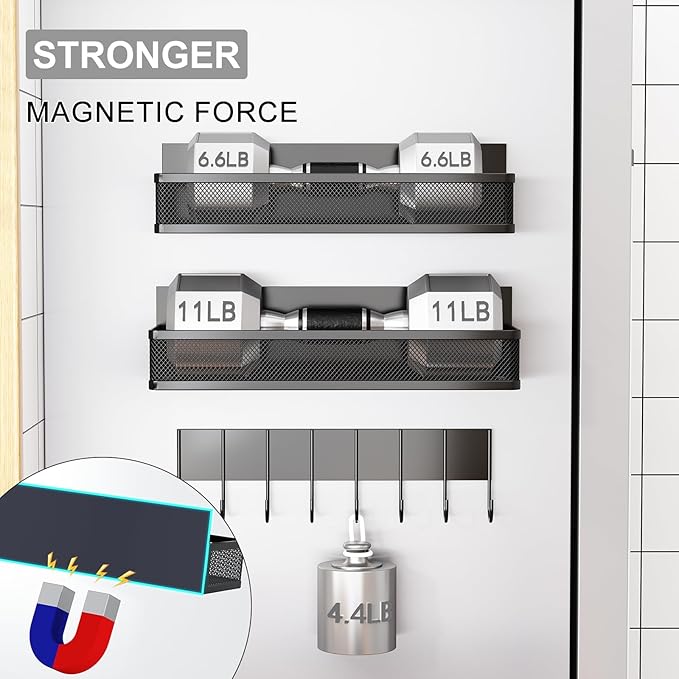 Aufworld Magnetic Spice Rack for Refrigerator, 5 Pack Magnetic Shelf, Moveable