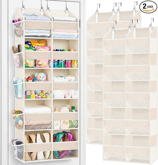 2 Pack Over the Door Organizer 5 Tiers, Extra Large Behind Door Storage of 10