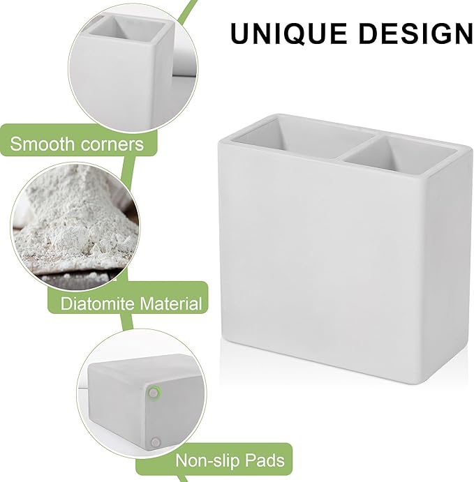 Diatomite Toothbrush Holder 2 Slots Tooth Brush Holder