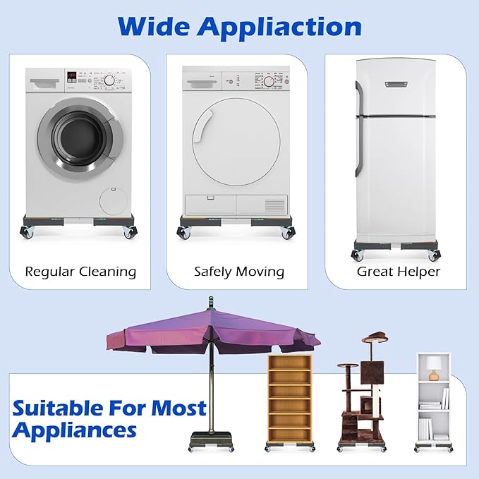 Nefish Heavy Duty Dolly for Washing Machine Adjustable Mini Fridge Stand washer