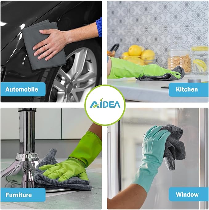AIDEA Microfiber Cleaning Cloth Grey 50PK, Microfiber Towels