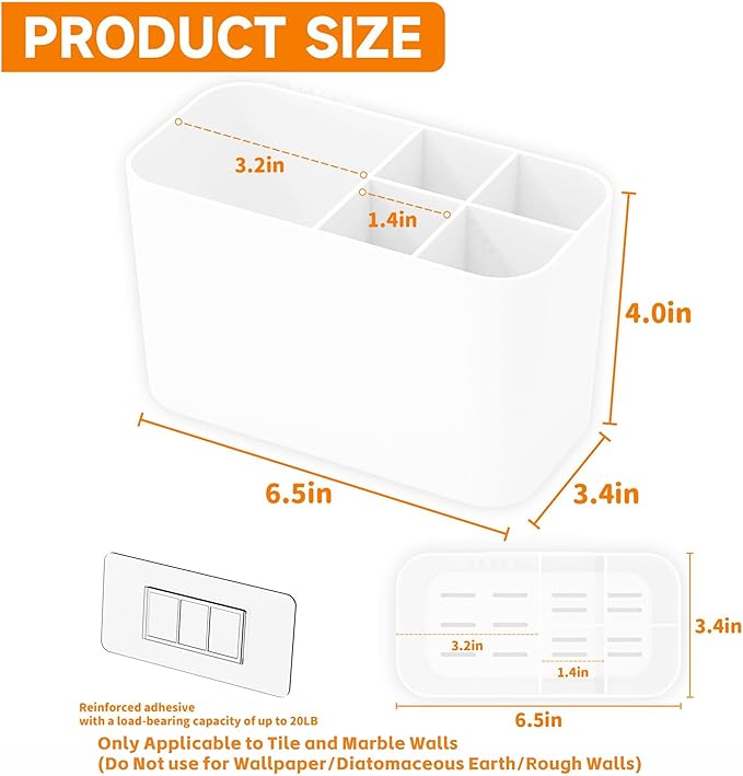 Electric Toothbrush Holder for Bathroom Countertop and Wall Mounted