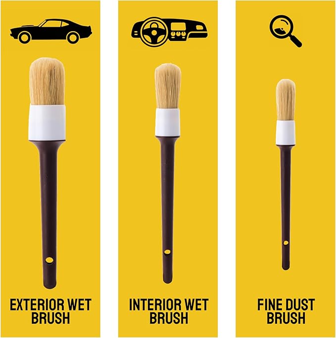 Soft Boar Hair Car Detailing Brush Set
