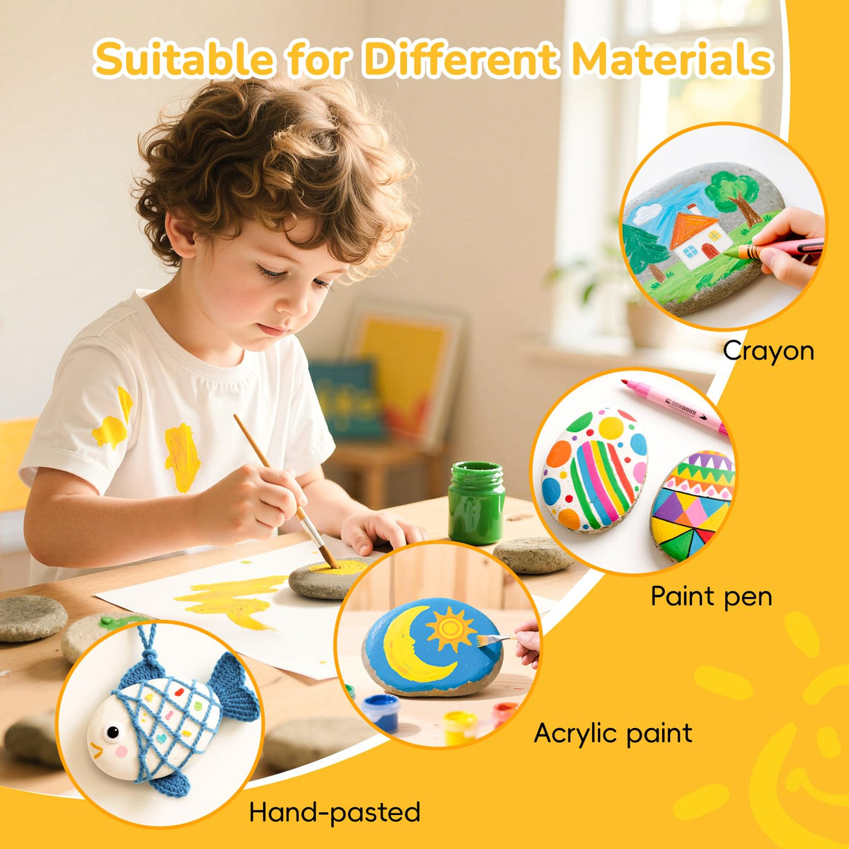 Simetufy Large Rocks for Painting 40 PCS 3.3-4.5Inch River Rocks for Painting, Rock Painting for Kids, Smooth and Flat Painting Rocks for DIY & Arts