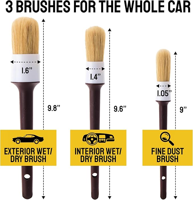 Soft Boar Hair Car Detailing Brush Set