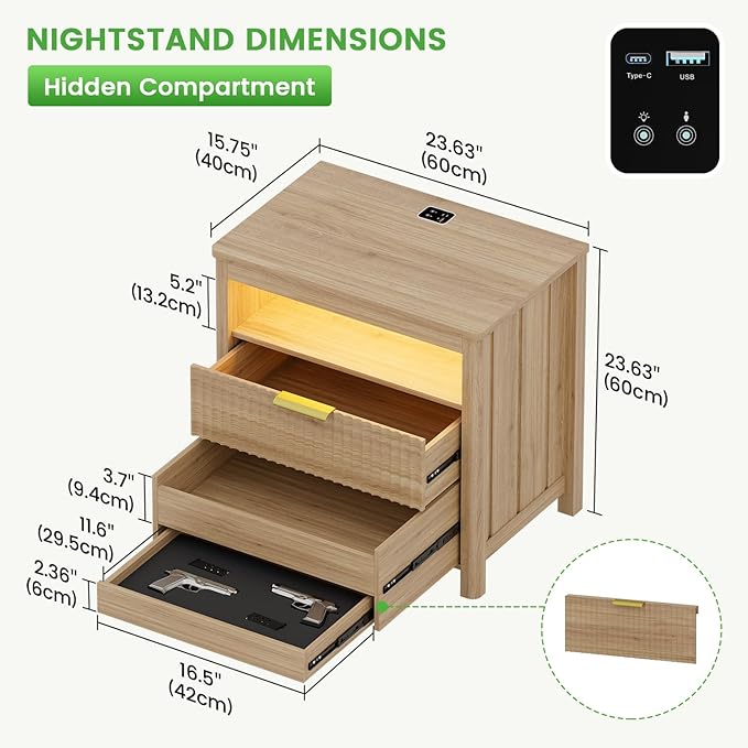 HNEBC Nightstand with Gun Drawer
