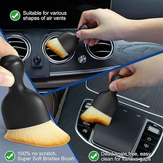 Car Interior Duster Detail Brush Cleaning Gel Kit, Soft Dash Vent Dusting Slime
