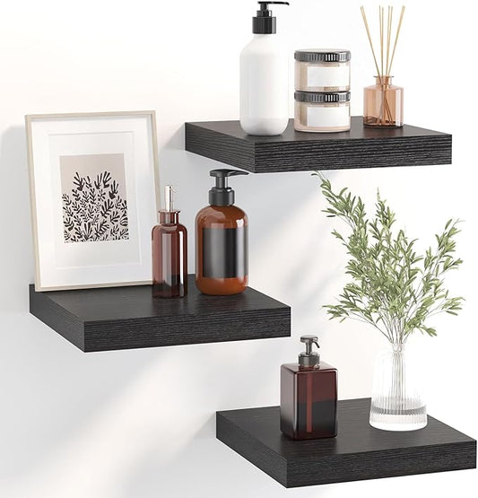 Fixwal Floating Shelves for Wall, 8 Inch Small Black Shelves Wall Mounted Shelf