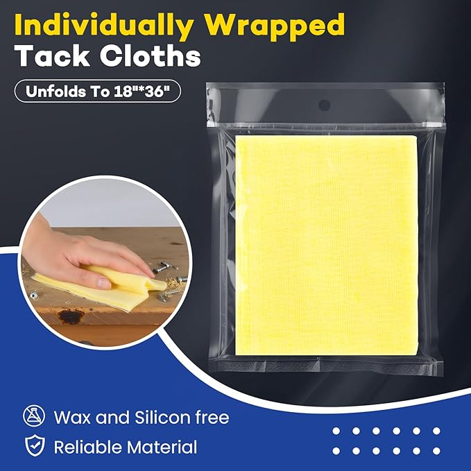 CAREGY 48Pcs Tack Cloth for Removing Dust from Woodworking, Sanding Particles