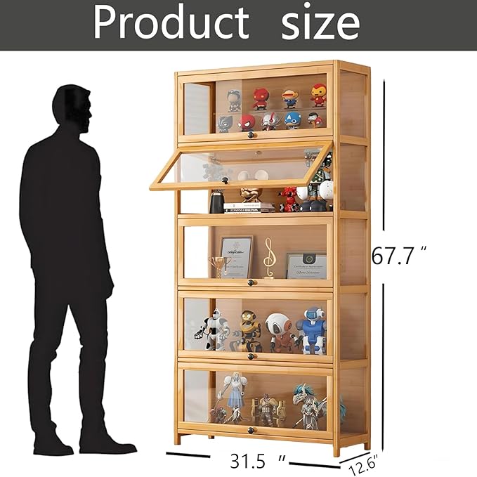 Display Cabinet with Acrylic Door, 5-Tier Curio Display Cabinet, Display Case