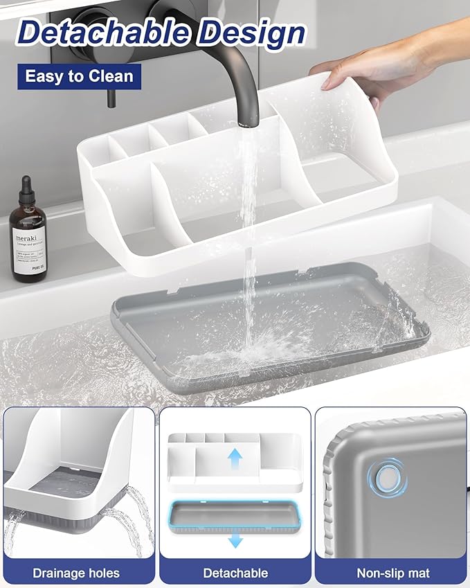 Bathroom Counter Organizer and Storage, 7 Slots Detachable Toothbrush Holders
