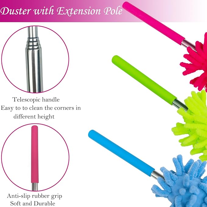 M-Jump 3 Pack Retractable Long-Reach Washable Duster