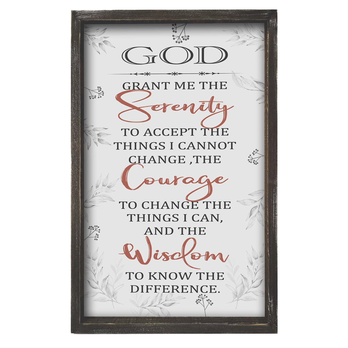Buecasa Farmhouse God Serenity Prayer Wall Decor Sign - Religious Bible Verse Wall Art with Rustic Solid Wood Frame16x9.5 Inches Vertical