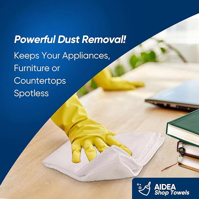 AIDEA Microfiber Cleaning Cloth White-100PK, Absorbent Cleaning Rags,