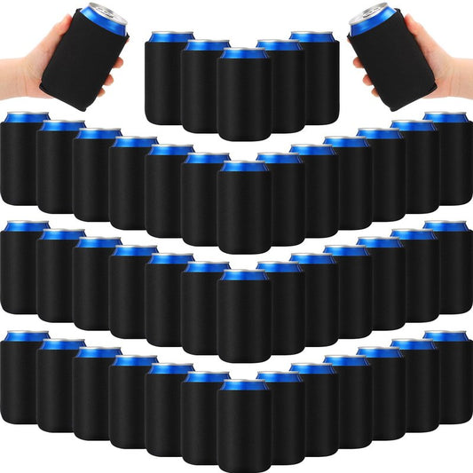 Umigy 200 Pcs Can Coolers Bulk, Insulated Neoprene Beer Can Cooler Sleeves, Plain Can Cooler Cover for Sublimation Soda Drink Water Bottle Birthdays Weddings Bachelorette Party, Black