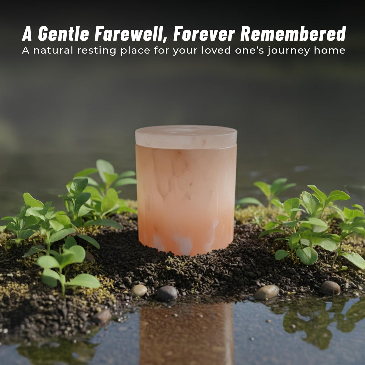 Himalayan Salt Urn for Ashes – Extra Small, Classic Cylinder Shape, 15 Cu in – Biodegradable Cremation Urn for Child or Pets – Hand-Carved Memorial Urn – Eco-Friendly Burial Option