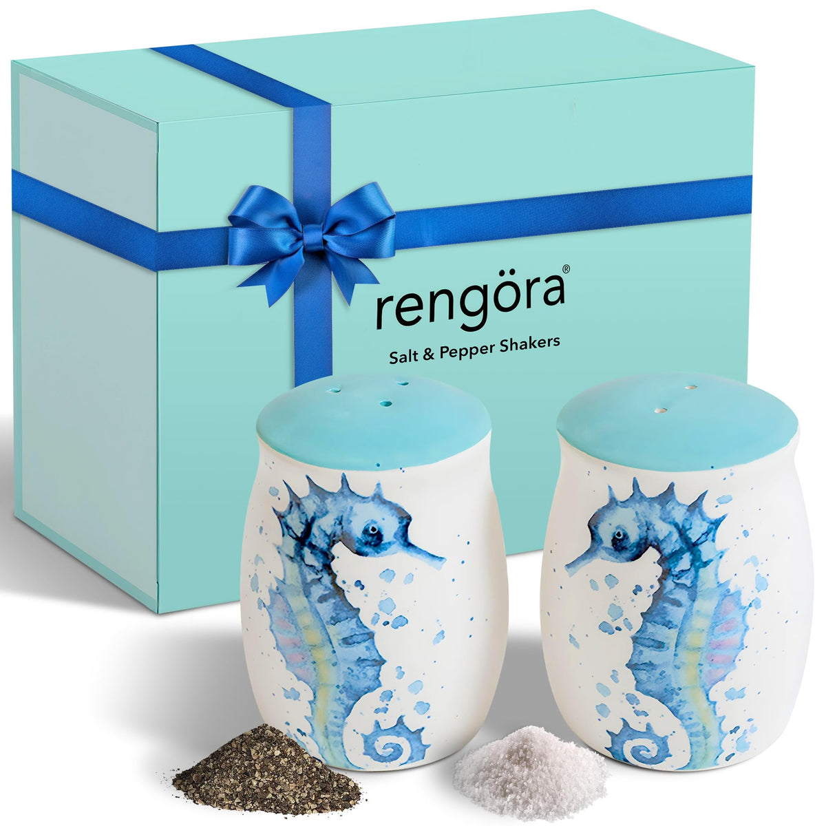 Novelty Salt and Pepper Shakers - Ceramic Coastal Salt and Pepper Shakers Set with Seahorse Design, Ideal for Salt and Pepper Shakers Ocean Lovers, Cute Salt and Pepper Shaker Ceramic by rengöra