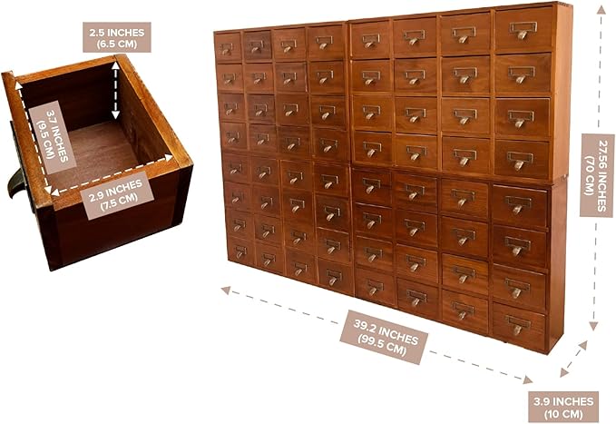 Huge Modular Stackable Against Wall 64-Drawer Apothecary Curio Cabinet Vintage