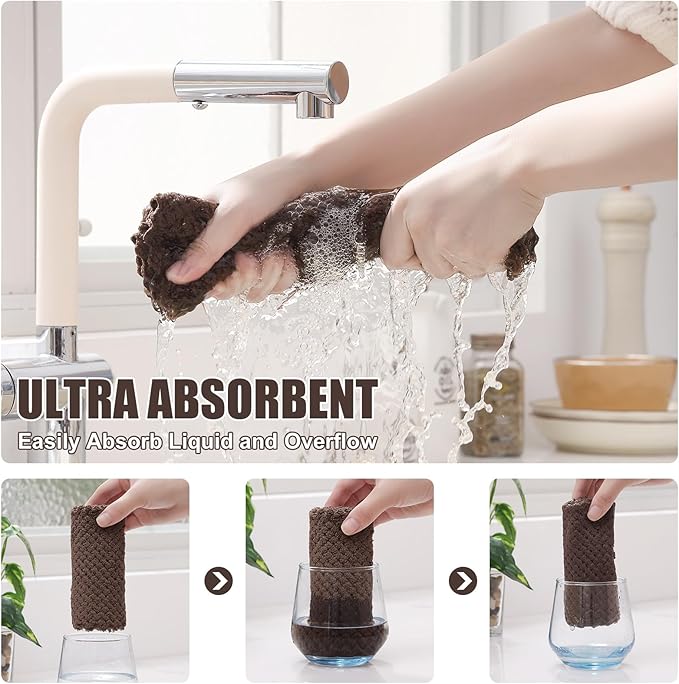 Homaxy 12 Pack Kitchen Dish Cloths, Ultra Soft and Absorbent Dish Towels